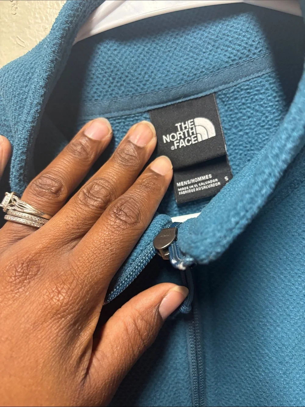 The North Face Men's Teal Quarter-Zip Fleece Pullover small